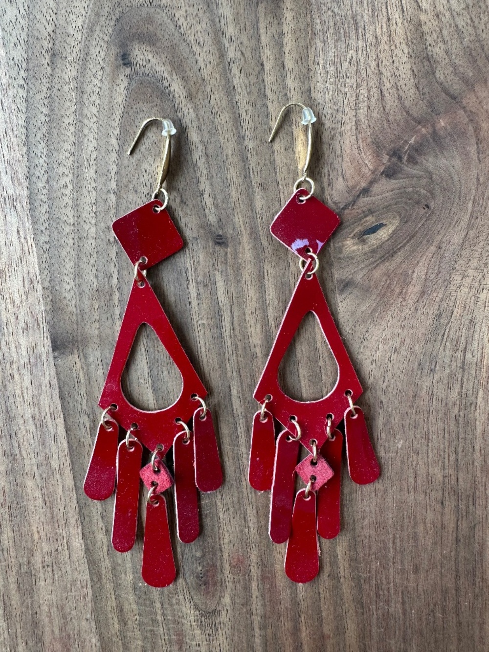Artsy Lacquered Red Earrings